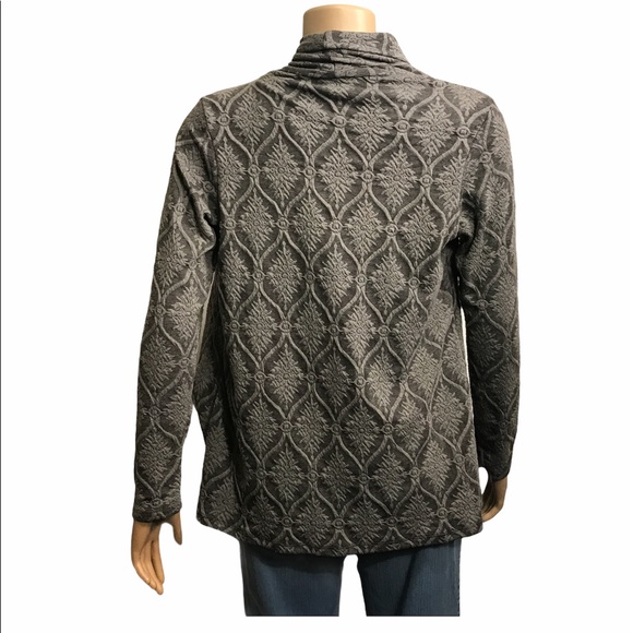 Bobeau Draped Cardigan Cascading One Button Closure gray black Print size S - Picture 6 of 16